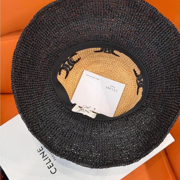 Celine Triomphe Raffia Bucket Hat